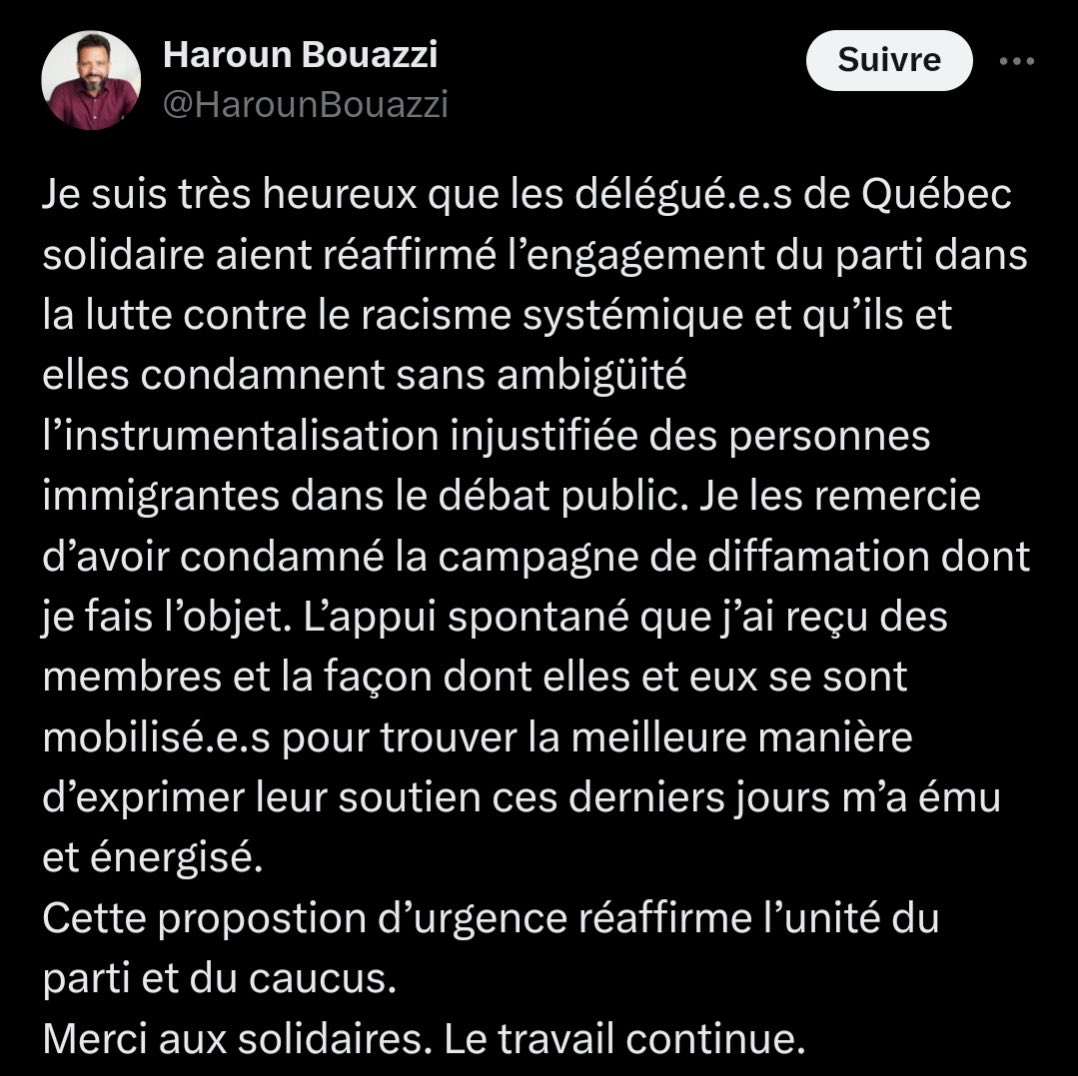 « Solidaire » veut dire solidarité globale, dans le sens que cʼest une forme de privilège immérité dʼêtre né dans un pays avec des attentes nord-américanesques en matière de niveau de vie et donc que cʼest un droit humain dʼy déménager pour être sur le BS si on est né ailleurs.