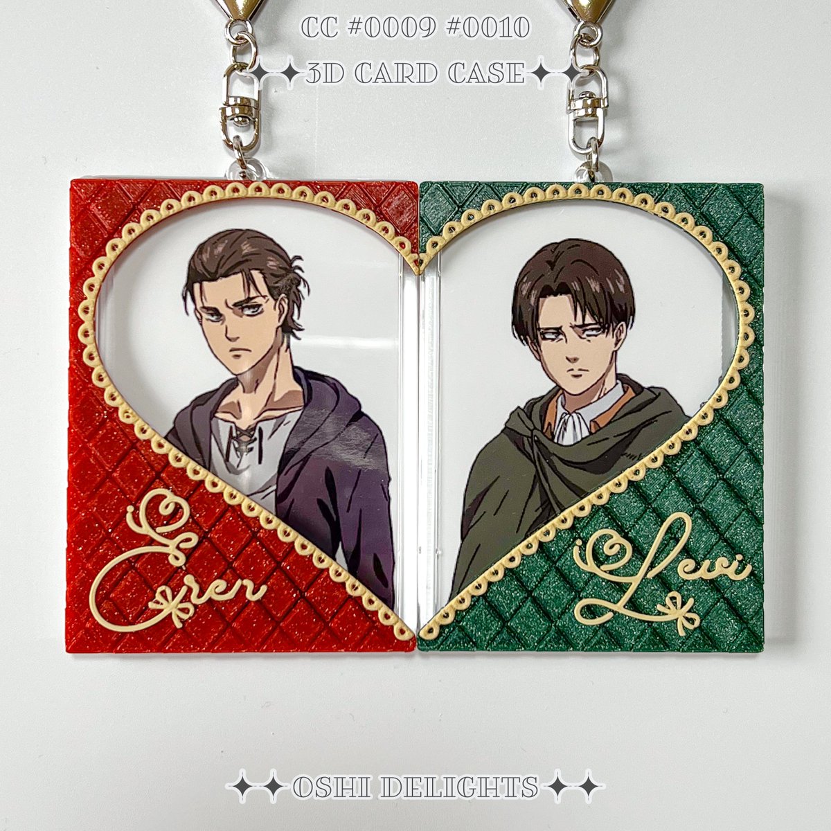 ペアハートのトレカケース好評発売中です❤️💚

♡ 選べる95色
♡ 名入れOK

推しケミ/推しカプ用にぴったりです❣️
3Dプリンターで一つ一つ丁寧にお作りします💫

#トレカケースデコ #硬質ケースデコ #ハンドメイド #進撃の巨人 #エレリ #ereri #에레리