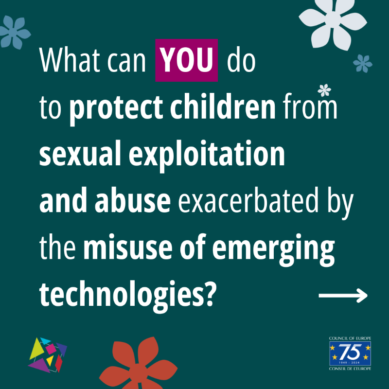 CoE_children's tweet photo. The misuse of #EmergingTech is a serious threat to #ChildRights and demands urgent action 📢

Everyone has a role to play in preventing and combating child sexual exploitation and abuse.

Here’s how you can help ⤵️
#EndChildSexualAbuseDay
@coe
@CoE_DigitalGov