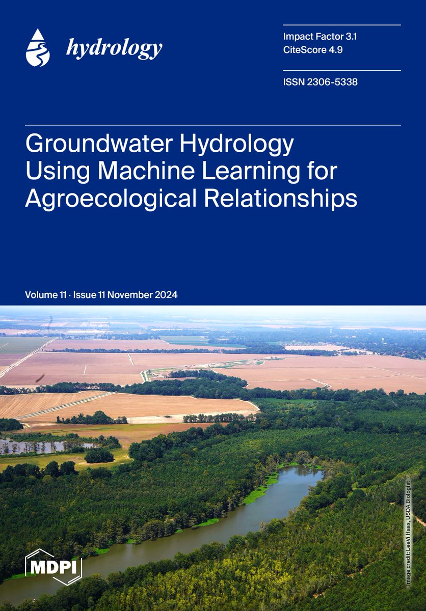 📢Check out our new #CoverStory from Lucas J. Heintzman and Lance D. Yarbrough et al.  
👉#Groundwater Hydrology Using #MachineLearning for #Agroecological Relationships
👉doi.org/10.3390/hydrol…
📷More papers in Hydrology, Volume 11, Issue 11: mdpi.com/2306-5338/11/11