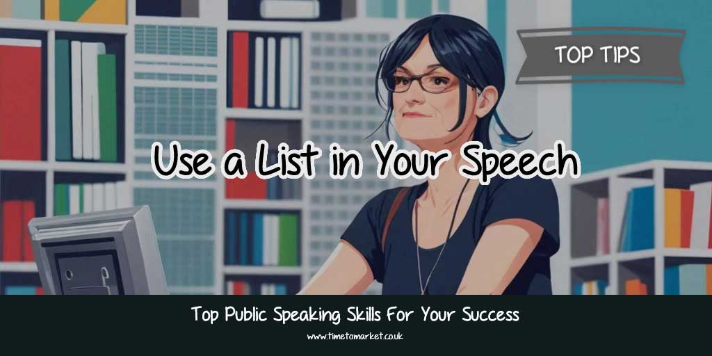 Time_To_Market's tweet image. How to Use a List in Your Speech  1l.ink/FP4TQZ8 #PresentPerfect #PublicSpeaking