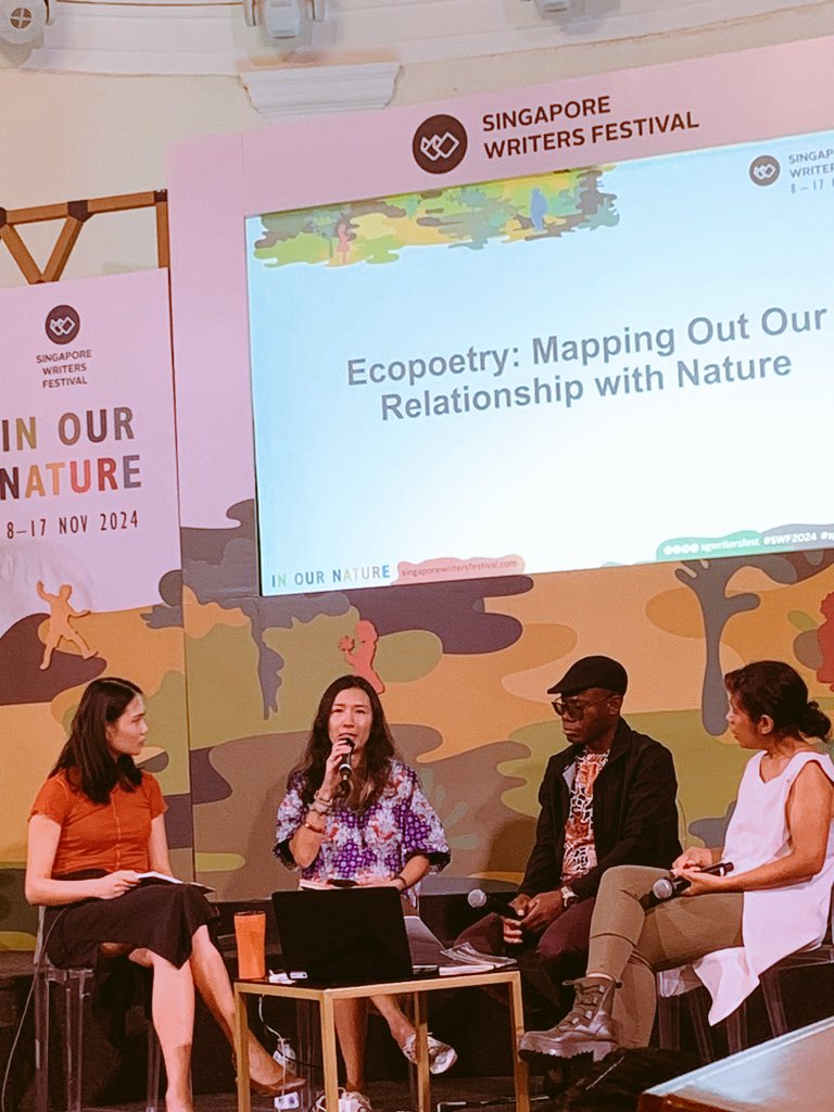 Grateful to have been able to share my insights on #ecofeminism and #ecopoetry at the <a href="/sgwritersfest/">SWF 🤖 #DIDNOTSEETHISCOMING</a> this year

I read poems from womb song <a href="/ethosbooks/">Ethos Books</a>, my new poetry collection which meditates on #interspecies #kinships and #entanglements 

🐋 🐕🐘🐢