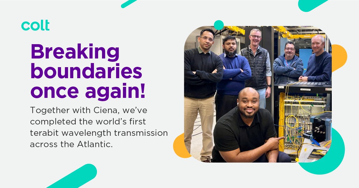 DiegoPerona's tweet photo. 📢 Exciting News! In collaboration with @Ciena, we've achieved the world's first 1.2 TB/s wavelength transmission across the Atlantic! 🌊 Using Colt's Grace Hopper cable and Ciena's WaveLogic 6 Extreme, we double capacity and cut power use by 50%. https://t.co/UKaoKJYPG6 https://t.co/eigrZCiWrL