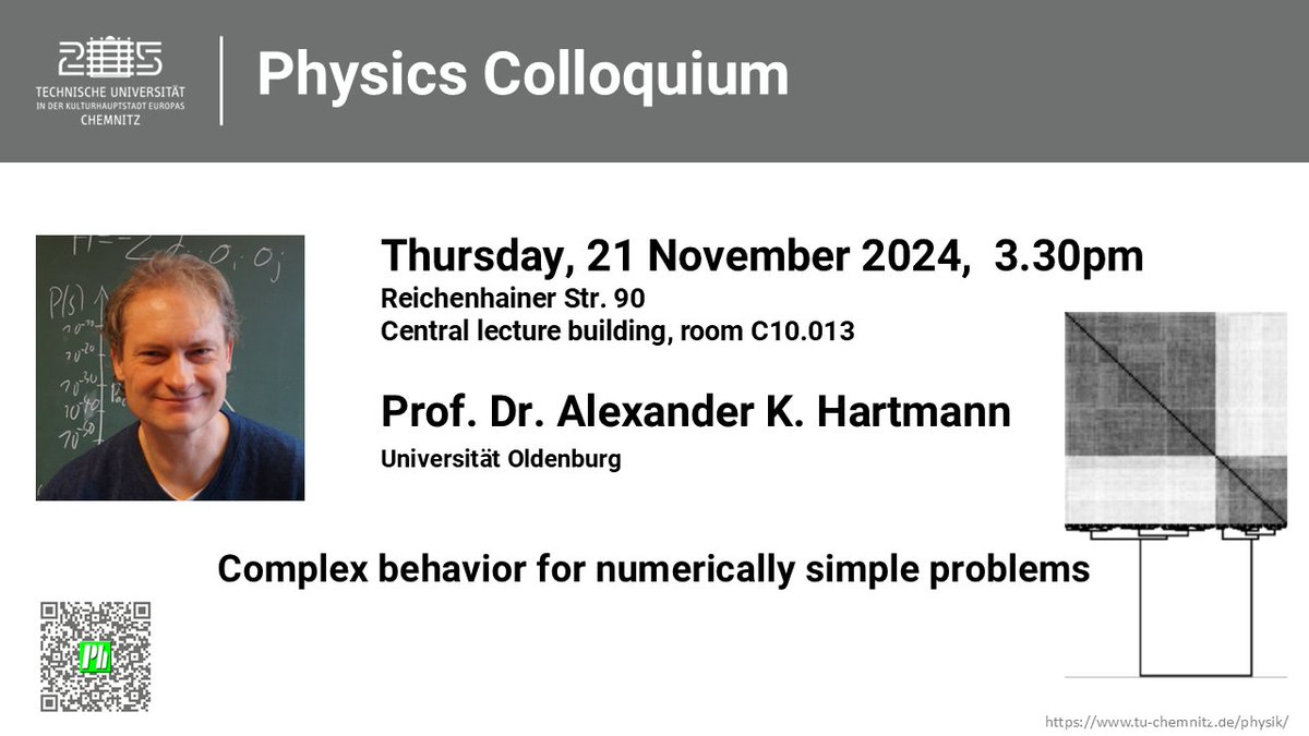 In this week's colloquium we'll be dealing with some really simple problems that are also complex. 🤔 Join us on 📆 Thursday for coffee, tea, and a talk by Alexander K. Hartmann.