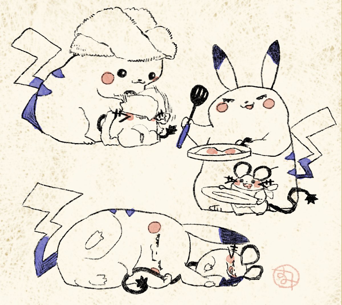 ピカチュウ先輩とデデンネ
#ポケモン #イラスト #pokemonfanart
