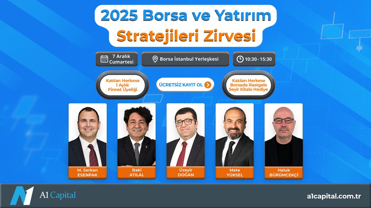 📈 2025 Borsa ve Yatırım Stratejileri Zirvesine Davetlisiniz! 📉

💼 Borsa ve finansal piyasalara dair en güncel bilgileri öğrenmek, 2025 yılına yönelik stratejileri hakkında bilgi almak ve sektör profesyonelleri ile bir araya gelmek için Borsa İstanbul Yatırımcı Buluşmamıza