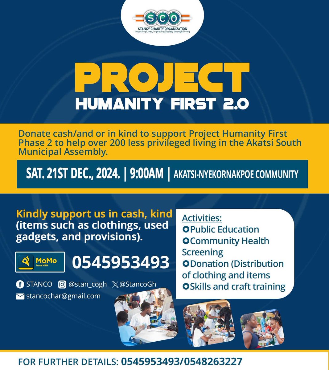 StancoGh's tweet photo. How You Can Help:
•Donate in cash via MoMo: 0545953493
•Contribute in-kind items such as clothing, gadgets, or provisions.
Every contribution, big or small, will go a long way in impacting lives. https://t.co/AGuKlBNvy2
