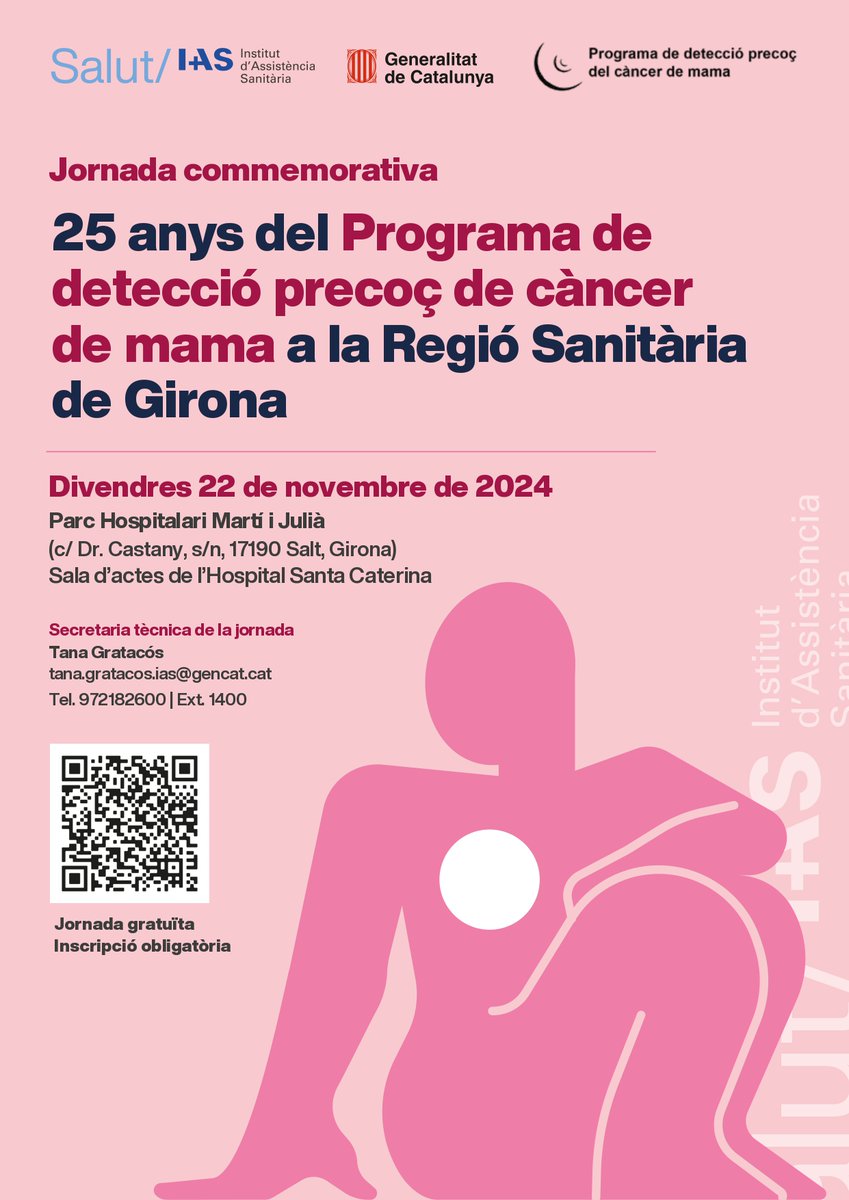 scsinologia's tweet photo. El proper 22 de novembre se celebra a Girona una jornada per commemorar els 25 anys del Programa de Detecció Precoç de Càncer de Mama a la Regió Sanitària de Girona.

Per a més informació i inscripcions 👉🏻 https://t.co/Ef5GX4OsG1 https://t.co/Z1JmCNWsAM