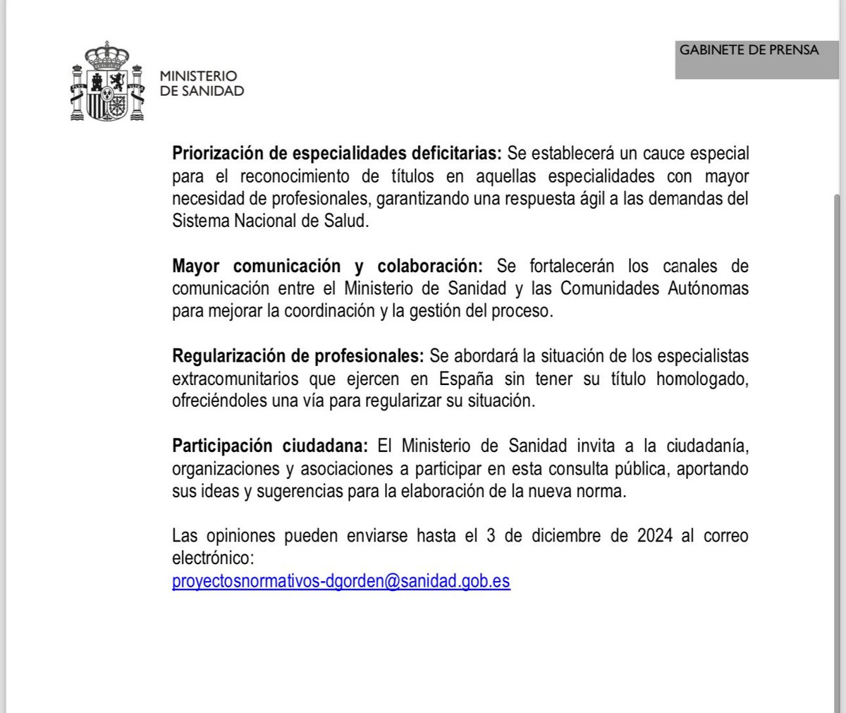 Gran logro después de la reunión con el Ministerio de Sanidad sobre el reconocimiento de especialidades