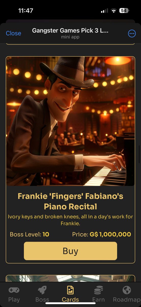 🎹 "Ivory keys and broken knees, Frankie’s got it all figured out!" 

 😎Join the gang and see if you can keep up with Frankie 'Fingers' Fabiano. 

Play now and try not to miss a beat!   t.me/gangster_games…

#GangsterGames #PlayToWin #MobLife #web3 #TON #cryptodailynews