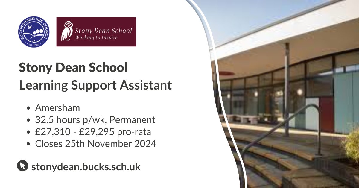 teachbucks's tweet image. Are you enthusiastic and interested in a varied and exciting role? Stony Dean School seek an LSA who can both support and teach across subjects and wants to work with children who need extra support to learn. Apply here: ow.ly/bMMv50U7o92

#LSA #TeachingSupport #Schools