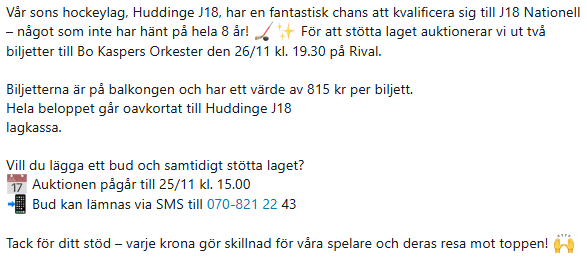Fjonas76's tweet photo. Fick visst inte skriva så långt. Stor chans för att grabbens lag går vidare - slutspelet i sig kostar väl runt 300k, så alla bidrag välkomnas. Hockey så klart. https://t.co/bLdAOhp4KT