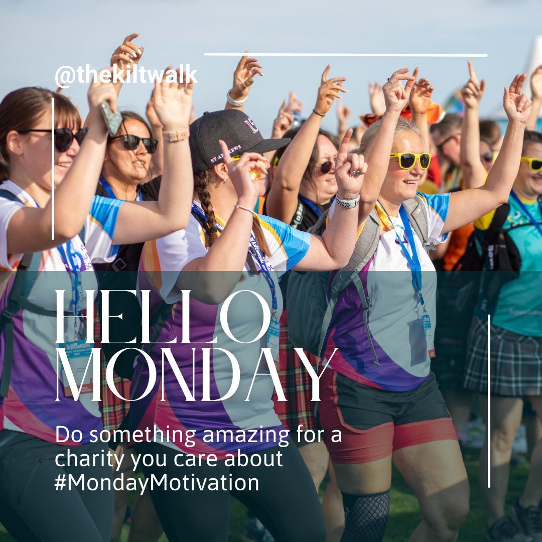 thekiltwalk's tweet image. How about this for some #MondayMotivation? 
Registration for all 2025 Kiltwalks is OPEN! Support YOUR charity and have the best day. 🙌 
Sign up now: buff.ly/3423r47 

#WalkWithUs #Kiltwalk2025