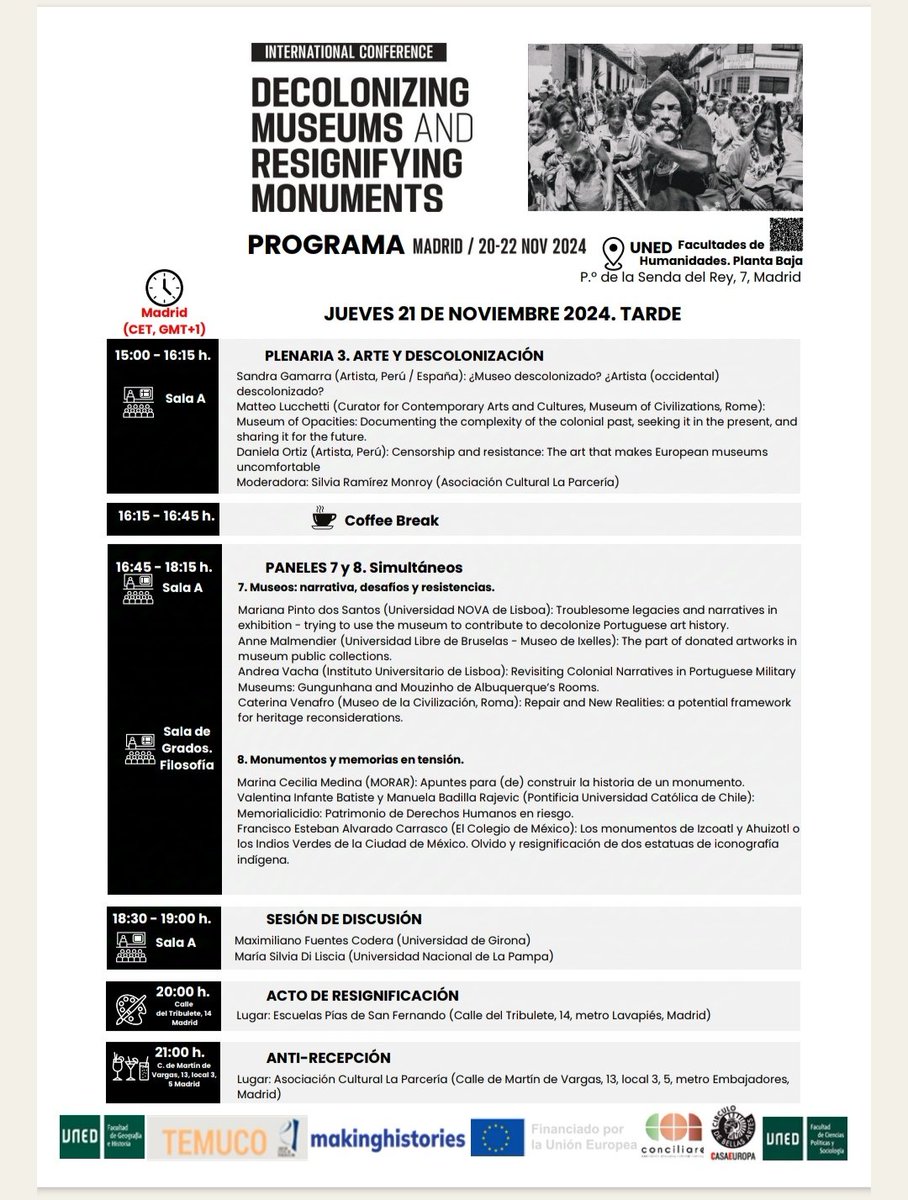 Miguel Martorell (@marctoreille) on Twitter photo Esta semana tendrá lugar en la UNED, en la Facultad de Geografía e Historia y organizado por <a href="/UNED_POLISOCI/">Facultad de C. Políticas y Sociología de la UNED</a>, el congreso internacional Decolonizing museums and resignifying monuments, que dirige Marisa González de Oleaga dentro del proyecto TEMUCO Esta semana tendrá lugar en la UNED, en la Facultad de Geografía e Historia y organizado por <a href="/UNED_POLISOCI/">Facultad de C. Políticas y Sociología de la UNED</a>, el congreso internacional Decolonizing museums and resignifying monuments, que dirige Marisa González de Oleaga dentro del proyecto TEMUCO