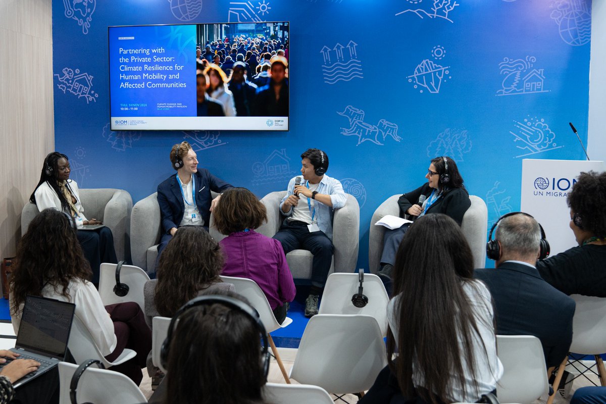 UNmigration's tweet photo. Week one of #COP29 has wrapped up! 

With one more week to go, we've had inspiring exchanges on #ClimateAction, driving meaningful and actionable solutions for communities worldwide.

Look back at the highlights from IOM Pavilion 

➡️ https://t.co/EyzRjmaQL5 https://t.co/DvbO9gqDIT