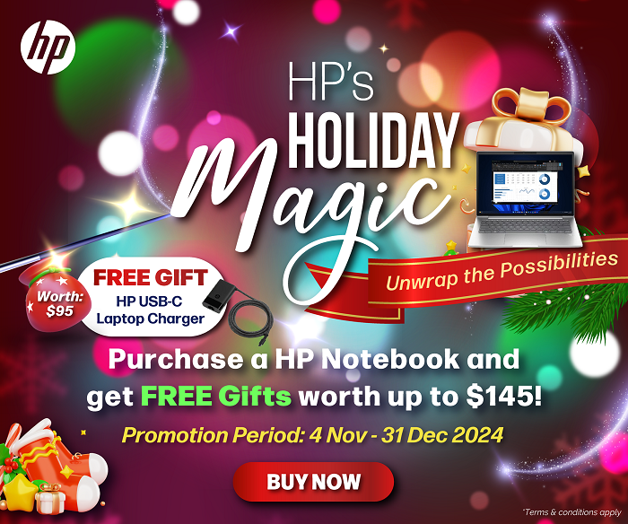 etrixIT's tweet photo. HP's Holiday Magic! Purchase any eligible HP Notebook and get FREE Gifts worth up to $145! While Stock Last! Contact us now to enquire. https://t.co/CKAEd1nqAS https://t.co/mGr5vBouTr