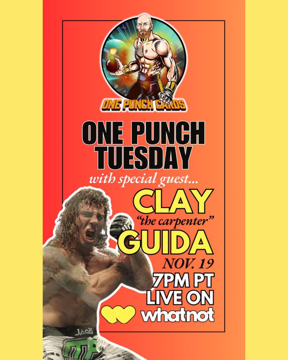 Onepunchcards (@onepunchcards) on Twitter photo Donβt miss #OnePunchTuesday singles with the crew and special guest <a href="/clayguida/">Clay Guida</a>
#OnePunchCards #TheHobby #UFC #ClayGuida #UFC310 #JoshEmmett #LFG Donβt miss #OnePunchTuesday singles with the crew and special guest <a href="/clayguida/">Clay Guida</a>
#OnePunchCards #TheHobby #UFC #ClayGuida #UFC310 #JoshEmmett #LFG