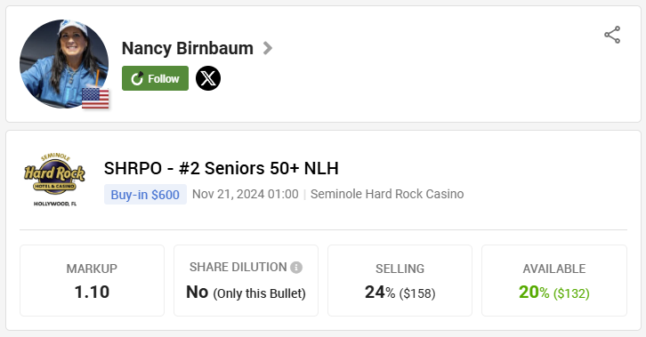 Don't miss out on <a href="/NancyBirnbaum/">Nancy M Birnbaum</a> 's shares from Rock ‘N’ Roll Poker Open!!

pokerstake.com/staking/search…