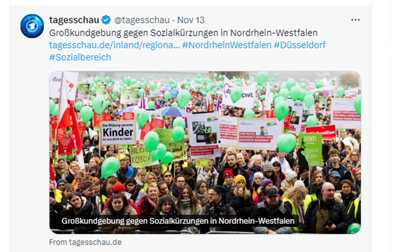 acv_csc_europe's tweet photo. 📢@tagesschau: "Mass demonstration against social cuts in North Rhine-Westphalia" - best #solidarity greetings from Belgium to @DGBNRW - #TogetherAgainstAusterity - @vrtnws @JeroenReygaert @janleyers https://t.co/tbS2ZkJ48S https://t.co/ZPitZTaaPe