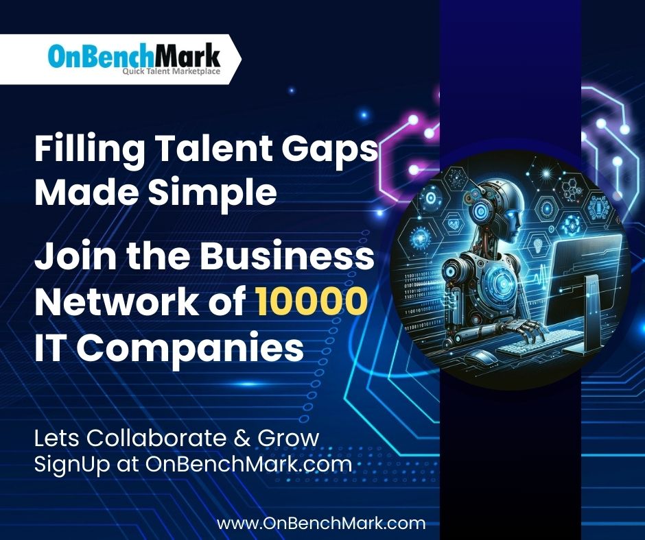 OnBenchMark's tweet image. Join the Network Community of 10000 IT Companies at OnBenchMark.com to hire Bench resources on contract from 15000 Bench Employees

#TalentMarketplace #QuickHire #WorkforceOnDemand #BusinessStrategy #NetworkedEnterprise #Agility #onbenchmark #Quicktalentmarketplace