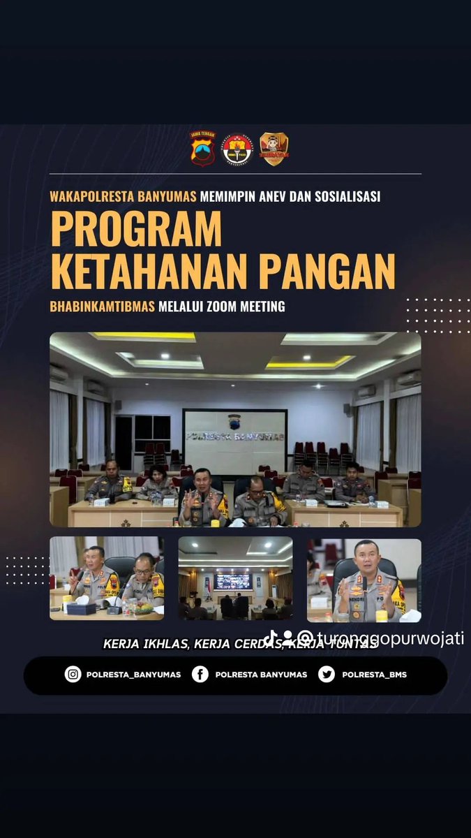 Wakapolresta Banyumas Memimpin Anev/Sosialisasi Program Ketahanan Pangan dg Bhabinkamtibmas Melalui Zoom Meeting. 
🇮🇩Kerja Ikhlas
🇮🇩Kerja Cerdas
🇮🇩Kerja Tuntas
@ariwibowo_2002
@divisihumaspolri
@humas_poldajateng
@polresta_banyumas
#polripresisi #polrestabanyumas #polisiindonesia