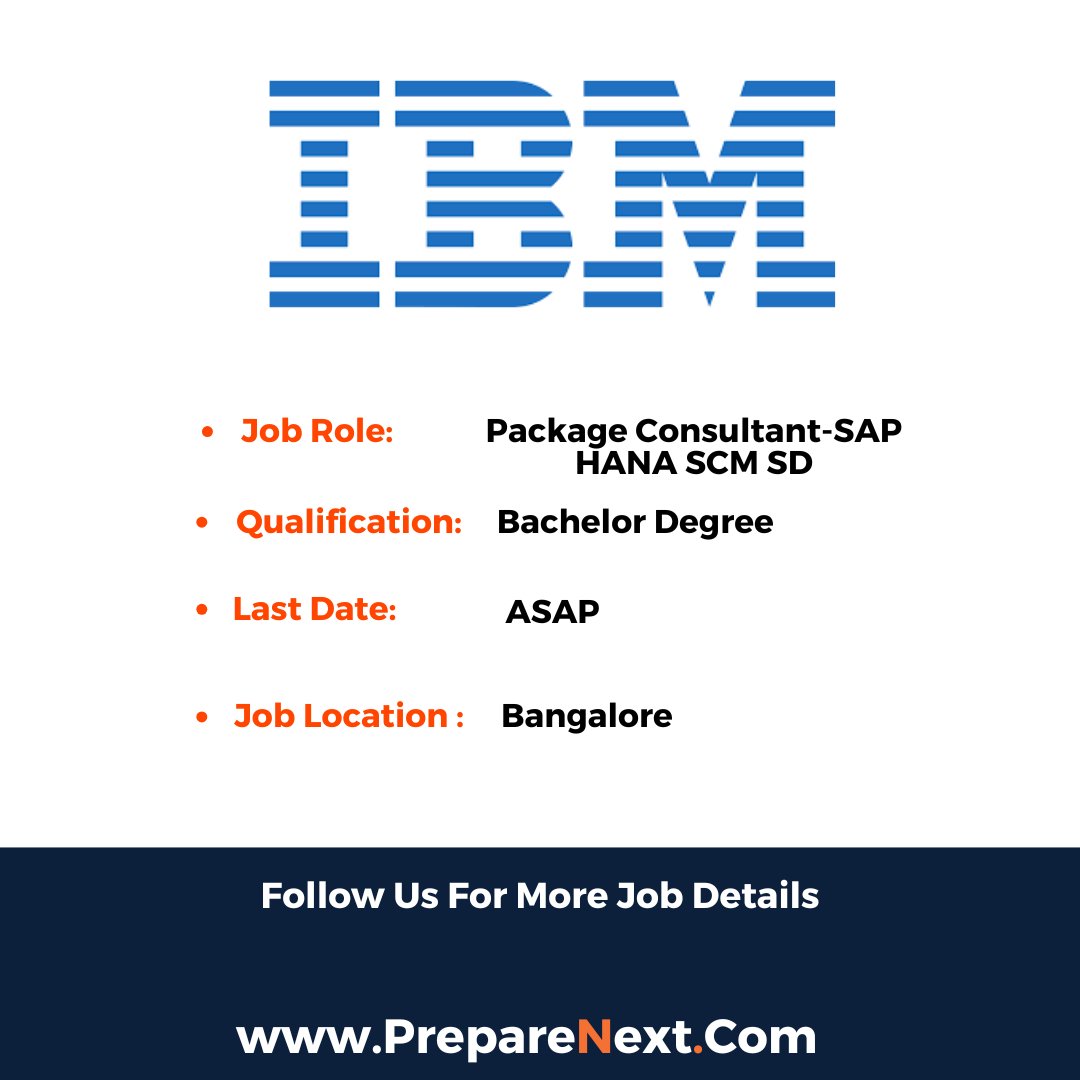 PrepareNext_Com's tweet photo. IBM Package Consultant-SAP HANA SCM SD | Bangalore | 2024
📷Link https://t.co/hzl2aazzU0...
📷For More Jobs Visit https://t.co/YtSVZZJ2gV
#jobsearch #jobseeker #jobvacancy l #freshersjobs #jobhunting #hiring #jobopening #jobopportunity #IBM #hiring #bangalore #2024 https://t.co/lgujPXMPrz