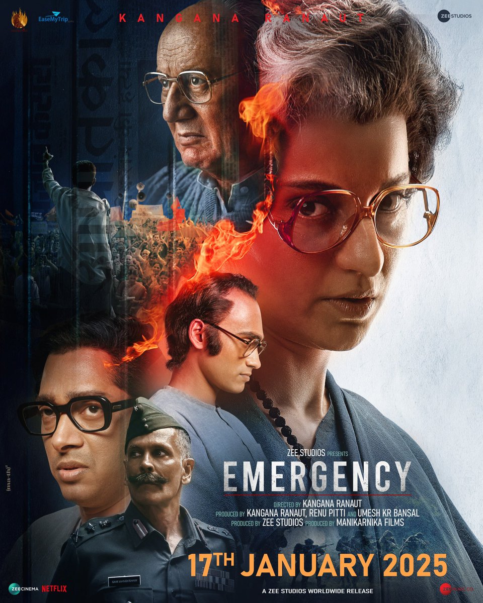 17th January 2025 – The epic saga of the nation’s most powerful woman and the moment that altered India’s destiny. #Emergency – Unveils Only in cinemas on 17.01.2025! 

<a href="/KanganaTeam/">Kangana Ranaut</a> <a href="/AnupamPKher/">Anupam Kher</a> #SatishKaushik <a href="/shreyastalpade1/">Shreyas Talpade</a> #MahimaChaudhry <a href="/milindrunning/">Milind Usha Soman</a> #VishakNair