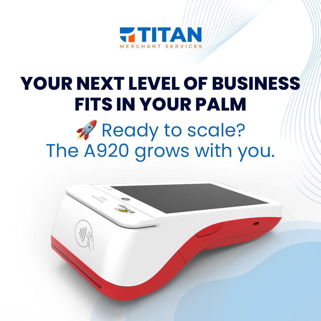 TitanMerchant's tweet photo. Power-packed features:
• HD display
• Smart payments
• Customer-facing screen
• Cloud solutions

Benefits:
• Faster checkouts
• Less wait time
• Boost satisfaction
• Mobile-friendly
• Scalable

DM us to learn how to get the A920 for free!

#BusinessGrowth #RetailTech https://t.co/mstQdfkimh