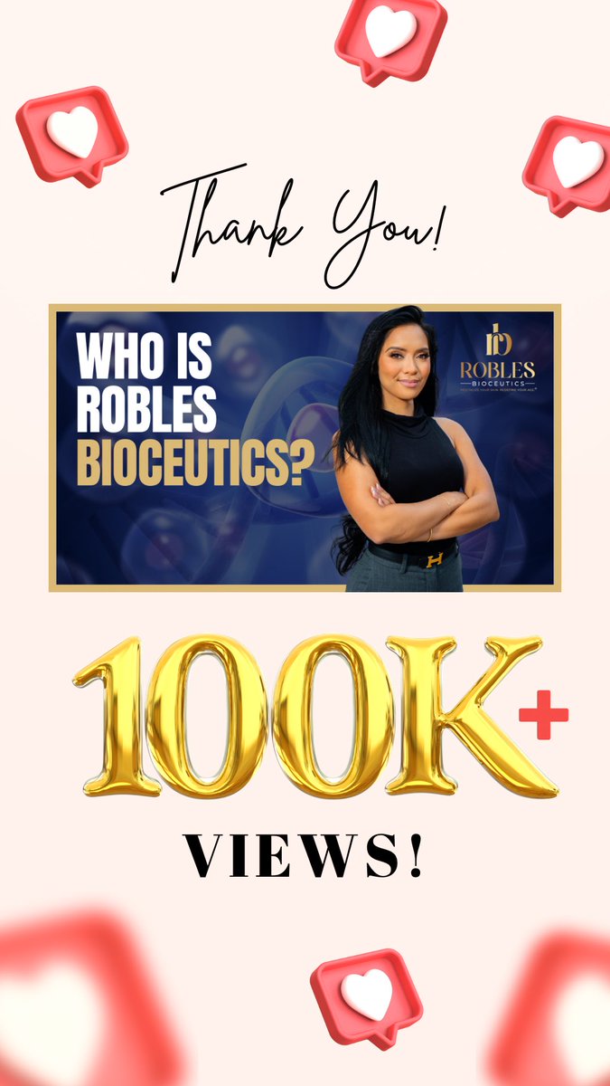 RBioceutics's tweet photo. We’ve done it! Over 100K views on our very first YouTube video! Incredible. Thank you SO much everyone. We wouldn’t have been able to reach these numbers without you!
#RoblesBioCeutics #SkinHealth #AntiAging #SenescentCells #SkinScience https://t.co/cX1HSX04up