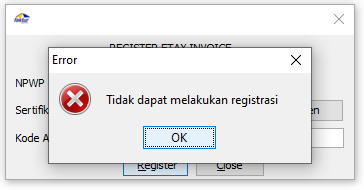 februira's tweet photo. @kring_pajak selamat siang, saya baru tau hari ini ternyata dari kemarin hari sabtu memang lagi trouble untuk up fp. Saya terlanjur reset aplikasi client di desktop, begitu saya registrasi ulang dari tadi muncul error seperti ini terus, bisa dibantu solusi? https://t.co/9mUh30IG49