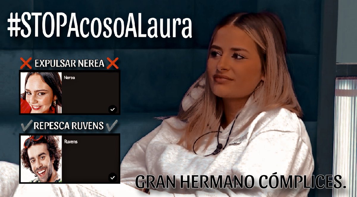 _ConAdeLeAl_'s tweet photo. ❌ #STOPAcosoALaura ❌

Concursantes.
Colaboradores.
Familiares concursantes.
El propio programa.

@ghoficial sois cómplices del machaque que se le está haciendo a Laura. https://t.co/SnOL8pgdlX