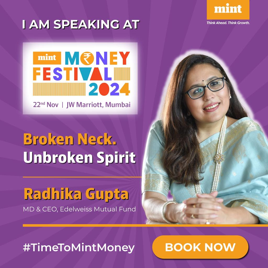 iRadhikaGupta's tweet photo. Super excited to see you folks at the upcoming Mint Money Festival! ๐๐ก@livemint @mint
Join here: https://t.co/sUHMVANZFZ
#MoneyMattersSimplified https://t.co/EhtLPJzKKL