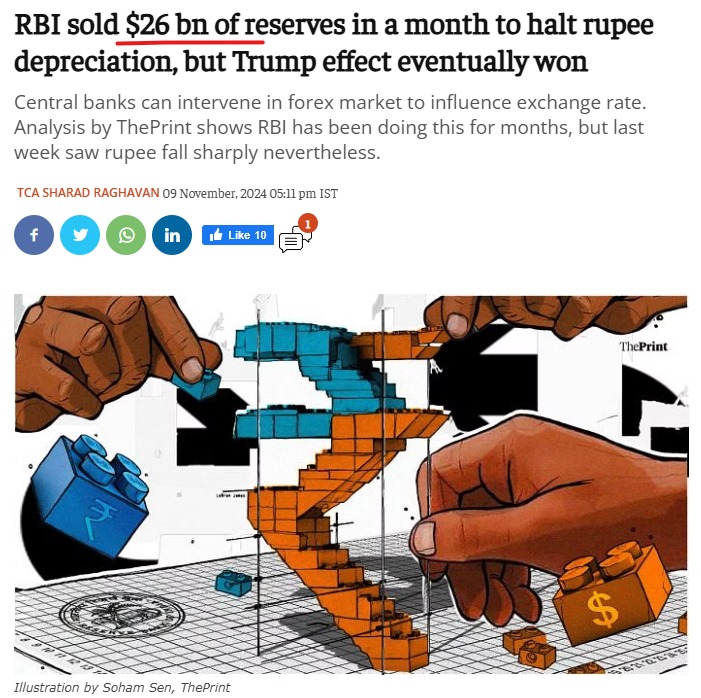 RBI spent $26 Billion from reserves in one month to arrest the falling Rupee. Rupee would have touched triple digits without this money. How long can we do this?
