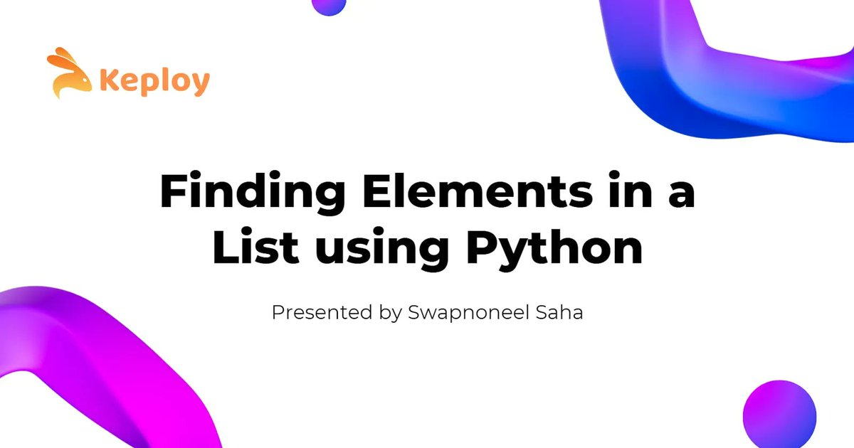 Keployio's tweet image. Struggling to find elements in Python lists? 🐍 Master the art of searching efficiently with loops, list comprehensions, and more in this beginner-friendly guide.💻
Dive in now: keploy.io/blog/community…
#Python #CodingTips #PythonLists #SearchEfficiently #Loops…