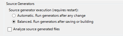 neuecc's tweet image. 今のVisual Studio、人類の敗北でデフォルトのSource Generatorの実行タイミングが抑えられてるから、別にIncrementalである必要はなくなったかもしれないかもしれない。もはやIncrementalとはなんだったのか……。