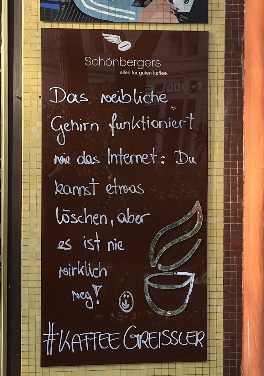 Kaffeegreissler's tweet photo. Motto der Woche: Frauen können sich alles merken! 😉 #google #elefantengedächtnis #socialwall #AllesFürGutenKaffee #WiednerKaffeesieder #LifeIsTooShortForBadCoffee #kaffeehausgschichten #kaffeegreissler #mottoderwoche https://t.co/v1IZkiwiN3