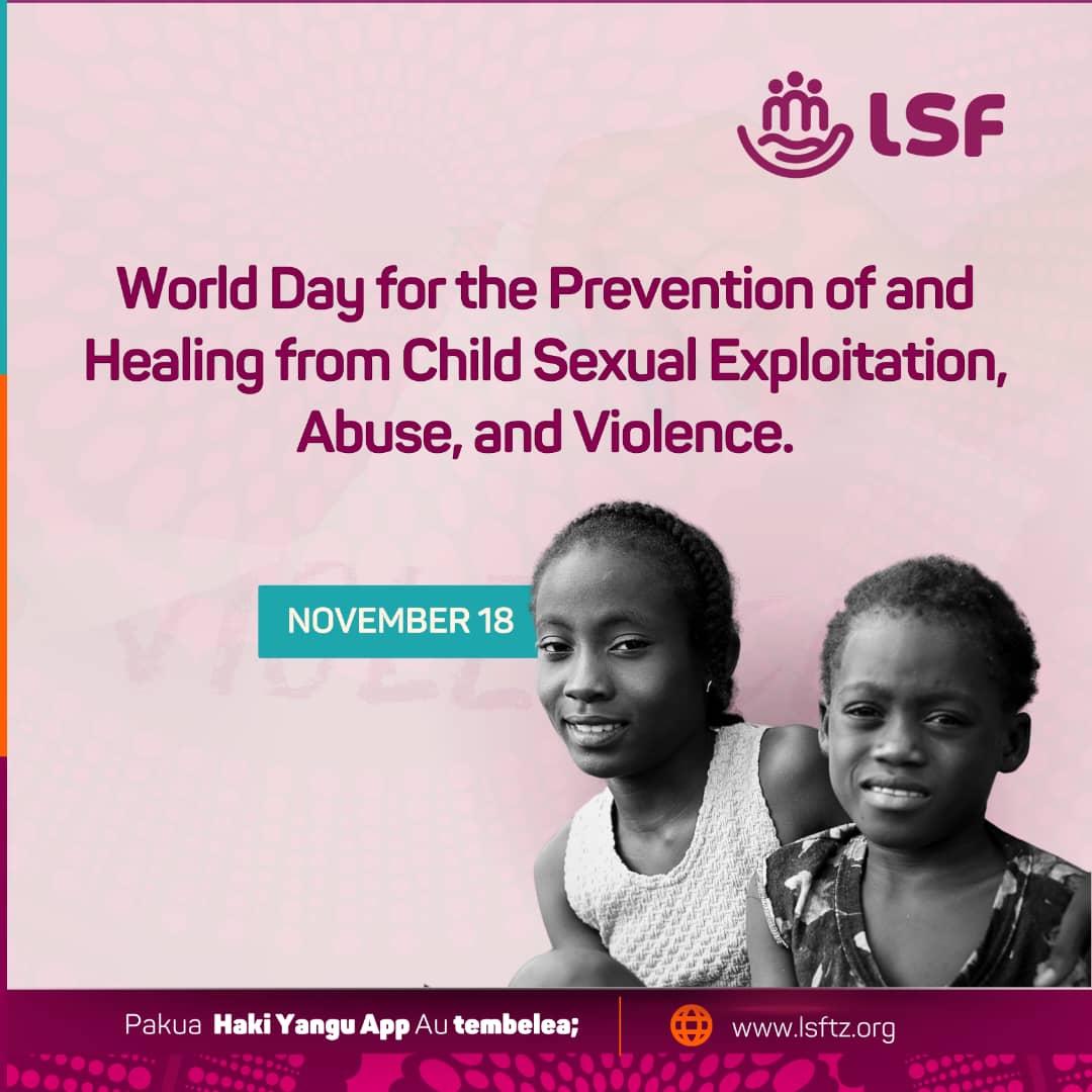 LSFTanzania's tweet photo. Today marks the World Day for the Prevention and Healing of Child Sexual Exploitation. At LSF, we stand united in the fight to protect children from abuse, ensuring they grow up in safe, nurturing environments. We believe in amplifying the voices of survivors, supporting legal aid, and strengthening systems to end this grave violation. Together, we can prevent exploitation and promote healing. Let’s protect our children’s future—today and every day.

 #EndChildSexualExploitation #PreventionAndHealing #ChildProtection #LSF