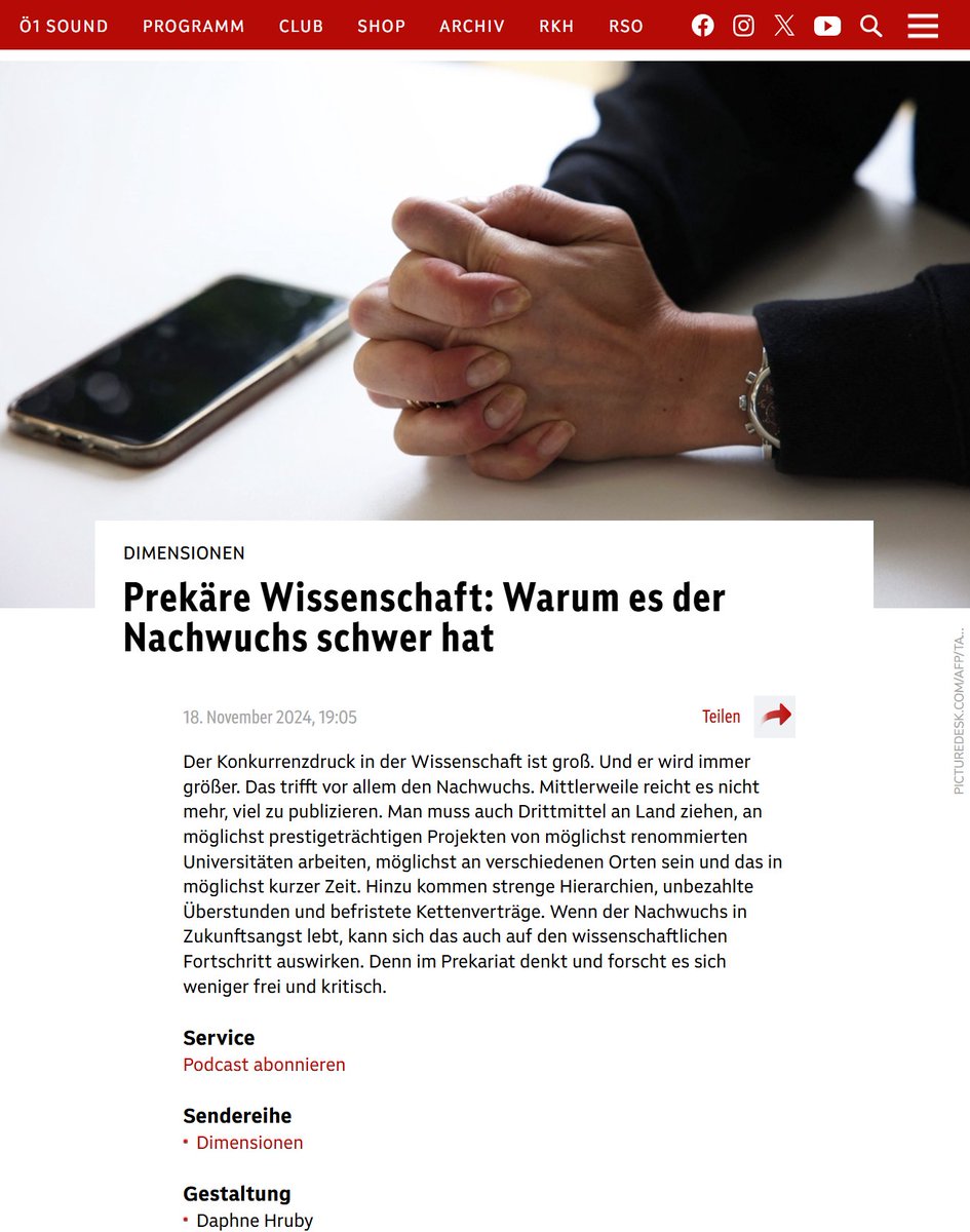 Klemens Weisleitner (@kweisleitner) on Twitter photo Heute um 19:05 bin ich in Ö1 Dimensionen zu hören und spreche über meine Erfahrungen in der Wissenschaft. Warum es der Nachwuchs schwer hat und was sich ändern muss.
#ichbinhanna #Polaschek @nuwiss_at <a href="/uniinnsbruck/">@uniinnsbruck@social.uibk.ac.at</a> <a href="/oe1/">Ö1</a> #Wissenschaft <a href="/oeaw/">Austrian Academy of Sciences</a> <a href="/_CitizenScience/">OeAD Citizen Science</a> <a href="/ORF/">ORF</a> <a href="/DATUMSDZ/">DATUM</a> #Austria Heute um 19:05 bin ich in Ö1 Dimensionen zu hören und spreche über meine Erfahrungen in der Wissenschaft. Warum es der Nachwuchs schwer hat und was sich ändern muss.
#ichbinhanna #Polaschek @nuwiss_at <a href="/uniinnsbruck/">@uniinnsbruck@social.uibk.ac.at</a> <a href="/oe1/">Ö1</a> #Wissenschaft <a href="/oeaw/">Austrian Academy of Sciences</a> <a href="/_CitizenScience/">OeAD Citizen Science</a> <a href="/ORF/">ORF</a> <a href="/DATUMSDZ/">DATUM</a> #Austria
