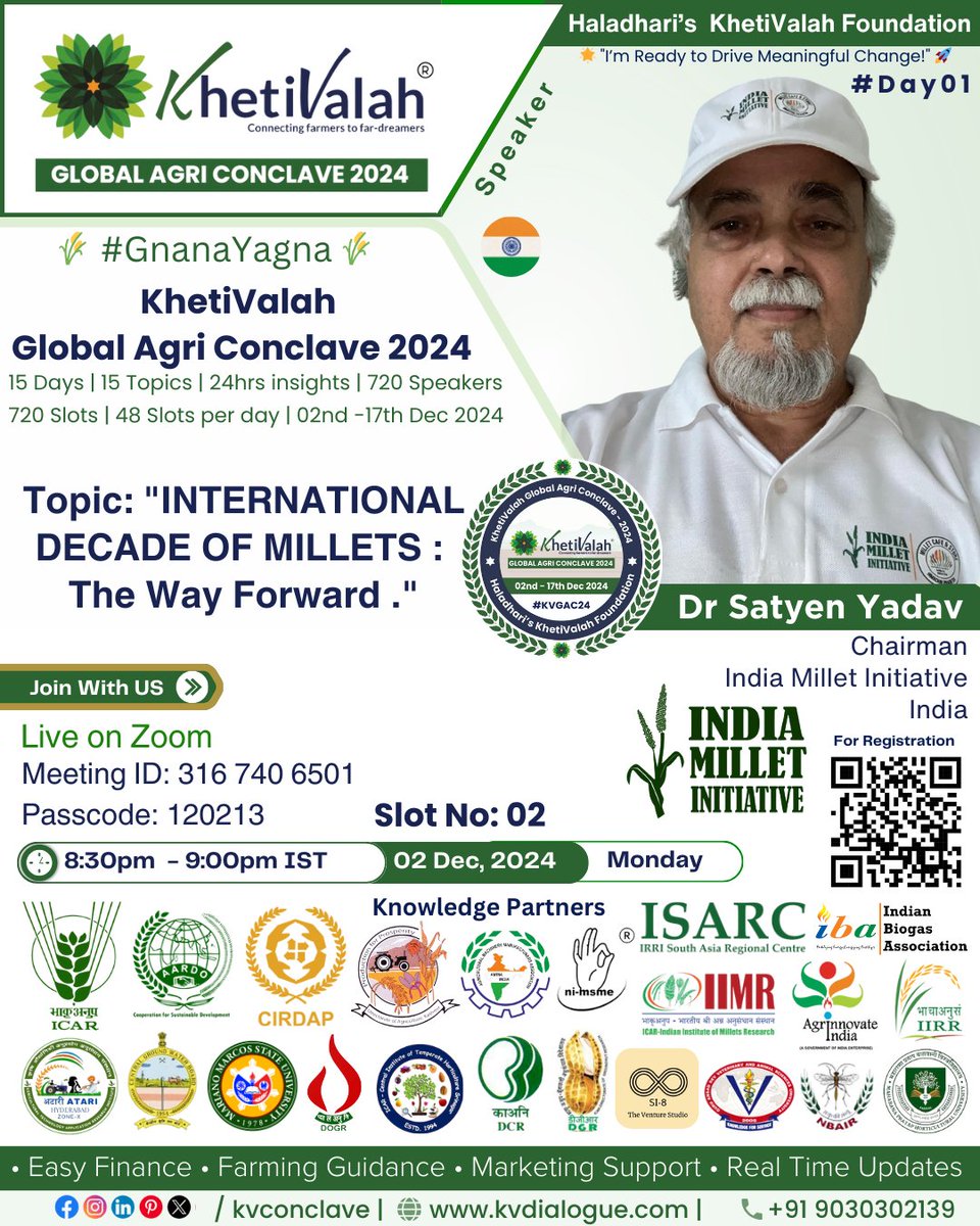 KVConclave's tweet photo. #KhetiValah 's #GnanaYagna in #Agriculture. #KVGAC #DAY01
#KhetiValahGlobalAgriConclave2024: 02nd-17th Dec2024.
#Register : https://t.co/dRfg4LfPBH
-
#kvdialogue #agritalk #kvdiyalogo #ICAR #TAC #KhetiValahGlobalAgriConclave #KVGAC24 #DrSatyenYadav #IndiaMilletInitiative #Millets https://t.co/pl9IIiP6WS