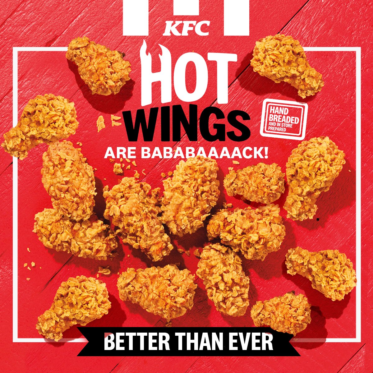KFC_Guam's tweet photo. The people have spoken, and KFC has listened! 😎 Hot wings are ba-ba-baaaack on the island, just in time for your cravings! 🍗

#KFCHotWings
#KFCGuam https://t.co/TUHaVONRW2