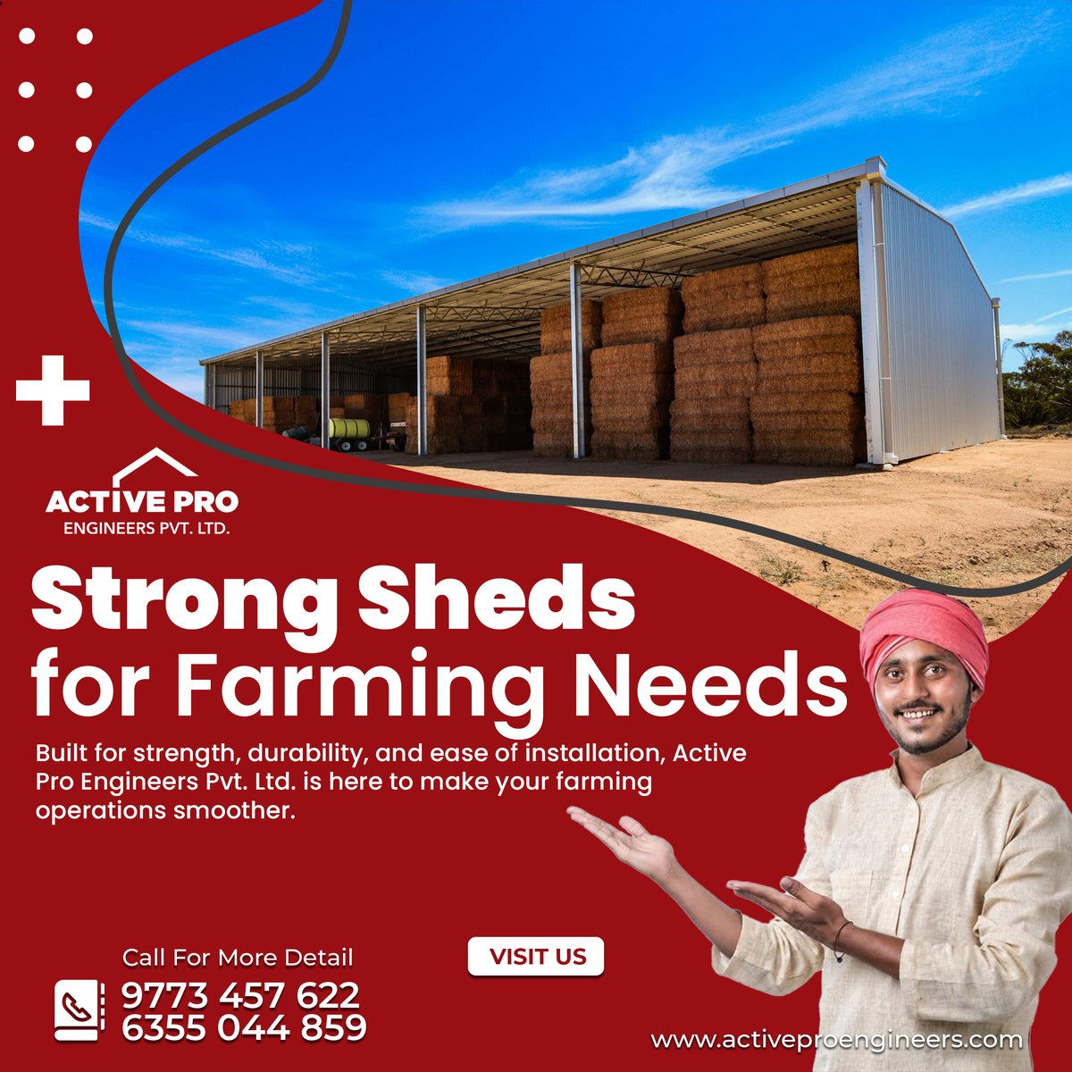 ActiveProEng's tweet image. 🌾 PEB Sheds for Farming Storage! 🌾

Protect your crops &amp;amp; equipment with durable, cost-effective sheds. Customizable &amp;amp; easy to install!

📞 Call: 9773 457 622 | 6355 044 859
🌐 activeproengineers.com
#FarmStorage #PEBSheds #ActiveProEngineers #MondayMotivation