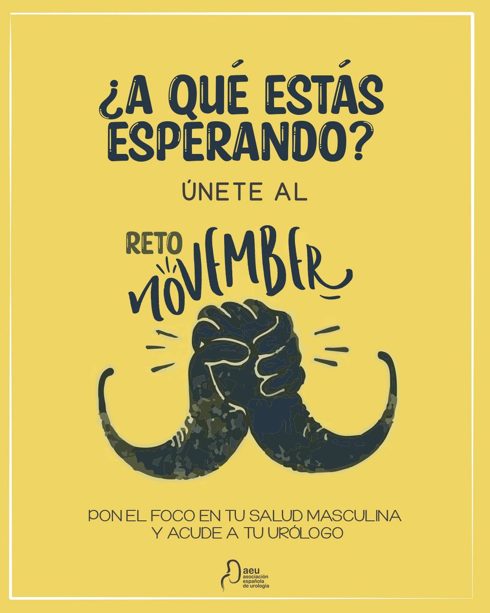Desde la AEU visibilizamos el movimiento #movember para concienciar sobre la #salud masculina. Es necesario recordar la importancia de la prevención y diagnóstico temprano en enfermedades como el #cáncerdepróstata y el #cáncertesticular , sin dejar de lado la #saludmental