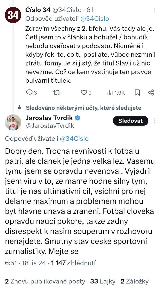 Czechmate87's tweet image. Na jednu stranu gratulace @34Cislo, že jeho příspěvky mají takovou relevanci, že šéf prvního týmu tabulky cítí potřebu se k nim vyjadřovat jako k první věcí týdne!
Zároveň jsem rád, že představitelé Sparty nemají potřebu komentovat každý příspěvek na SoMe jako pan ČSA... #levely