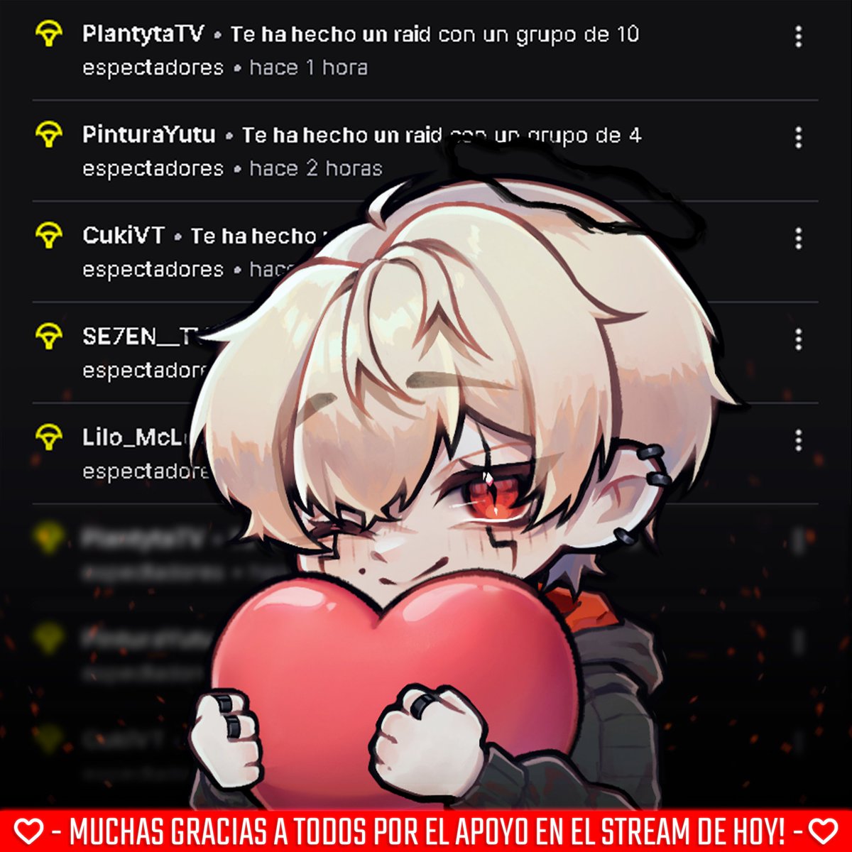 Muchisimas gracias a todos los que se pasaron al stream de hoy muchas y gracias a <a href="/Lilo_McLovin/">Lilo McLovin</a> <a href="/SE7EN__TV/">SE7EN</a> <a href="/CukiVtuber/">Cuki 🍪</a> <a href="/PinturaYutu/">ElPintu</a> <a href="/PlantytaTV/">🌱 Plantyarcah 🌱</a> esas raids los tqm ♥
#Vtuber #vtuberES #VTuberUprising