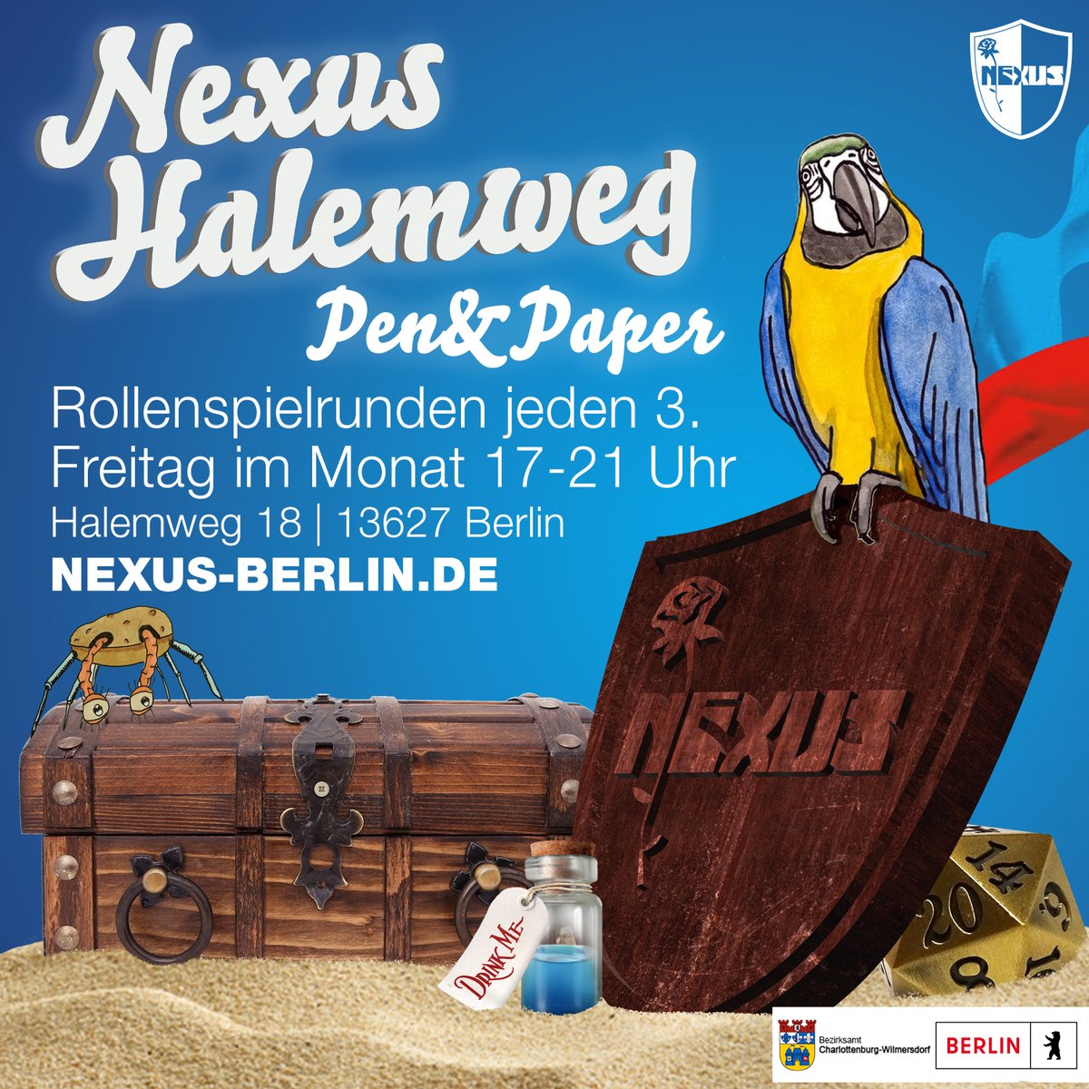 BerlinNexus's tweet photo. Am vergangenen Freitag wurde wieder in der Stadtteilbibliothek Halemweg Pen&amp;Paper gespielt.
 Wieder waren wir mit einer Runde Das Schwarze Auge (DSA 5) am Start. Und alle sieben Teilnehmenden hatten eine Menge Spaß. 

#Rollenspiel #rpg #pnpDE #pnpberlin #dasschwarzeauge #dsa https://t.co/GtDc48C9g5