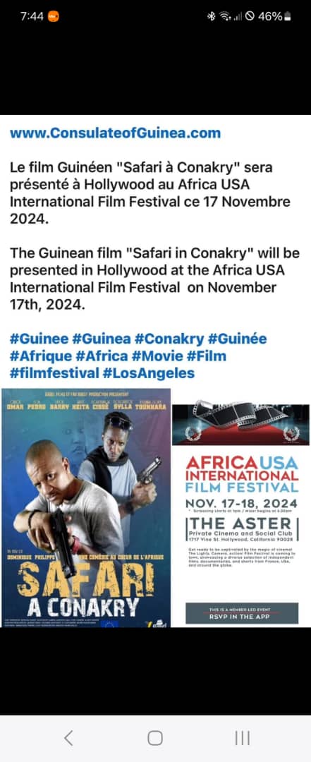 💣💣💣💥
#SafariàConakry le film, sera présenté à Hollywood (oui oui Hollywood, devant mes petits là les Brad Pitt et Denzel lààà).

Croisons les doigts.