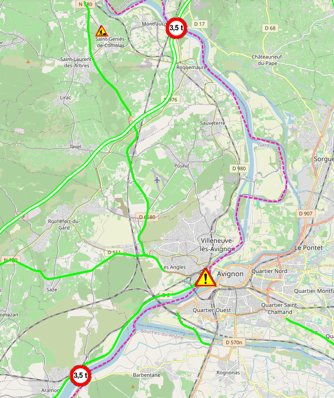 #gard #agriculteurs ⚠️Pont de l'Europe Avignon fermé sens Gard-Vaucluse
➡️PL interdits Pont Aramon RD402 et Pont Roquemaure RD976 
➡️Accès Avignon pour PL par A9/A7 ou Beaucaire D90