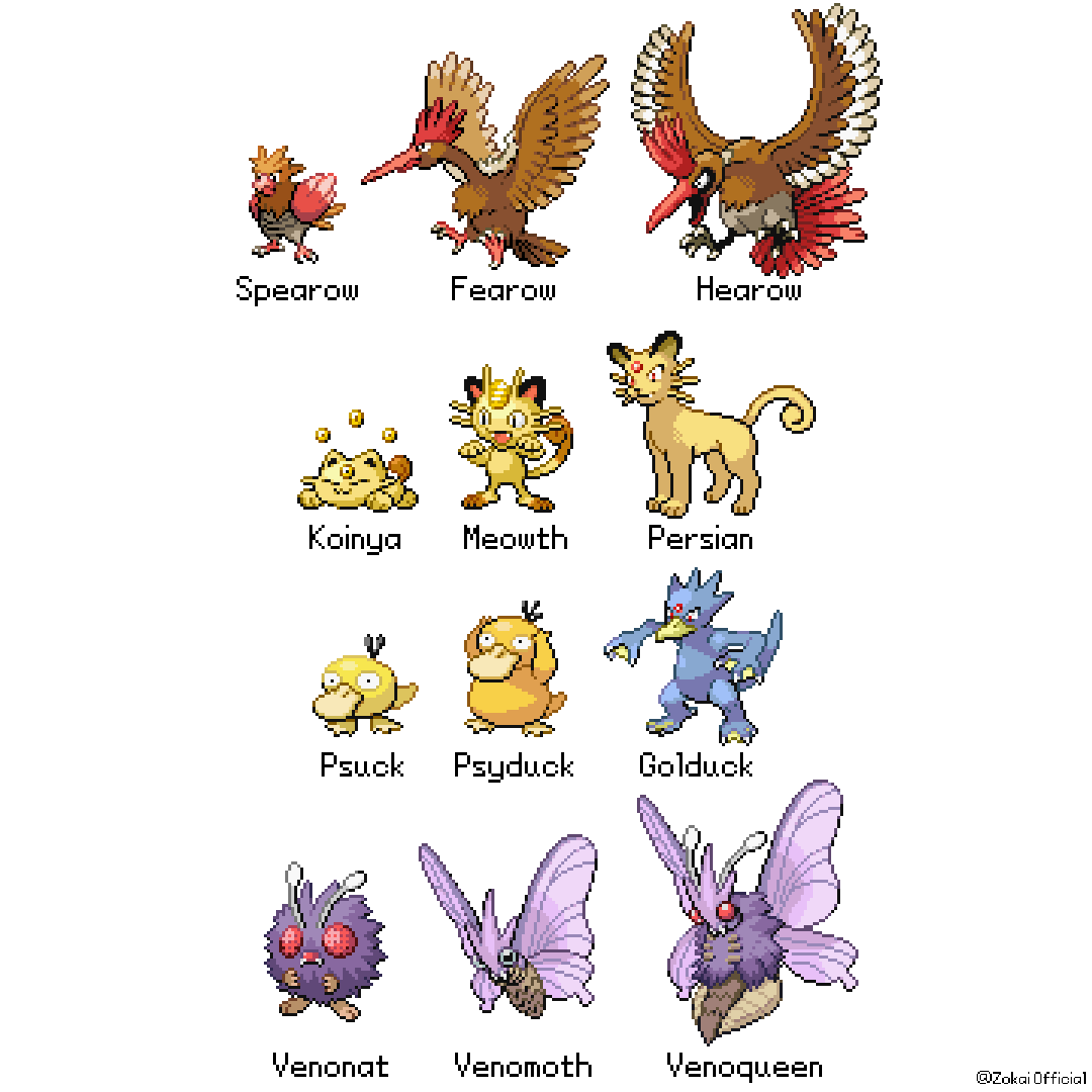 ZokaiOfficial's tweet photo. What if every Pokémon family had 3 stages? Part 2.

#pokemon #pokemonancestry #pixelart https://t.co/juOqMRMKjI