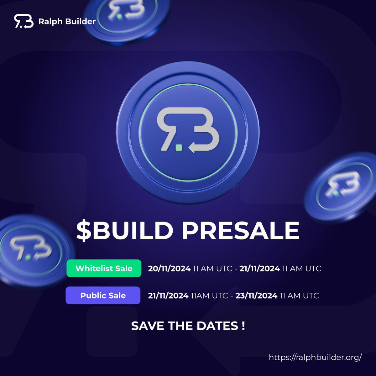RalphBuilder Whitelist Giveaway!🔥🎁

I'm giving away 5 WL spots for $BUILD upcoming presale! Here's how to enter:  

1️⃣ Like, RT &amp; tag 2 Alph Pals
2️⃣ Follow <a href="/RalphBuilder/">RalphBuilder</a> <a href="/Supra2400/">Supra</a>
3️⃣ Join t.me/ralphbuilderco…

📅Drop your $ALPH wallet addy, Winners will be Announced 6PM UTC