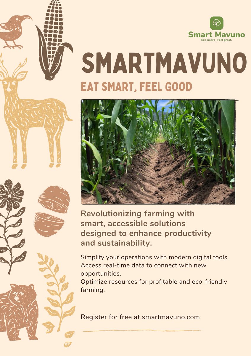 SmartMavuno is transforming agriculture with innovative, sustainable solutions! From farm management to market insights, we're empowering farmers to grow smarter and greener. Join us on the journey to a more productive and eco-friendly future.
#SmartFarming #AgriTech #SmartMavuno